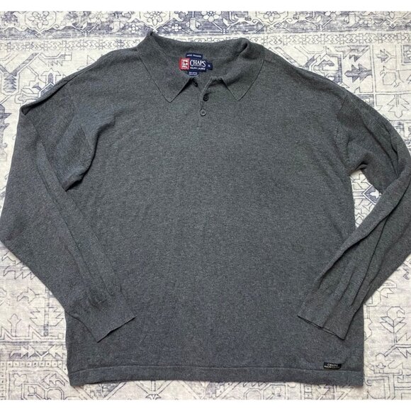 Chaps Ralph Lauren Other - Chaps Ralph Lauren Mens Gray Long Sleeve Polo Shirt XL‎ Henley Cotton Vintage